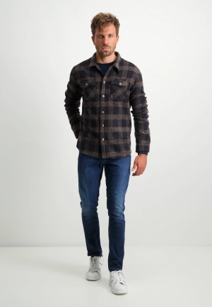 Geruit overshirt 5986 donkerblau