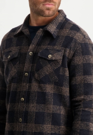 Geruit overshirt 5986 donkerblau