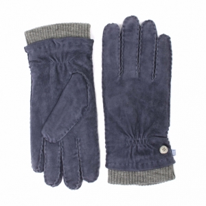 Suede gloves with knitted cuff 803 Navy