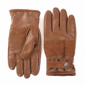 Casual leather gloves + suède 403 Cognac