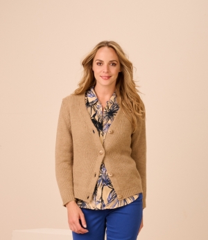 Wol cardigan met knopen Cognac