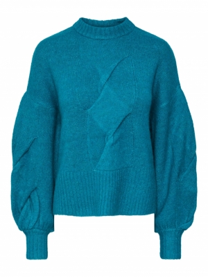 YASLEXU LS KNIT PULLOVER 293438 Tile Blu