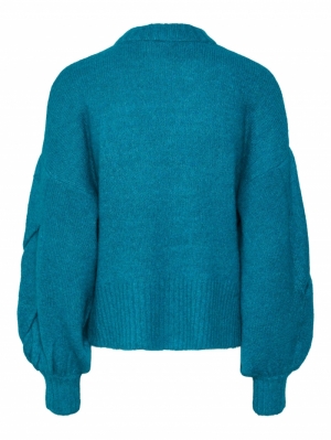 YASLEXU LS KNIT PULLOVER 293438 Tile Blu
