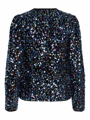 YASKILLO SEQUIN LS WRAP TOP - 190939001 Glitt