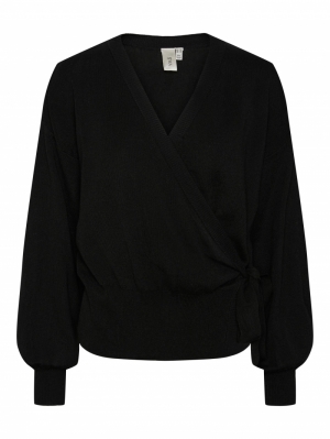 YASASSI LS WRAP KNIT CARDIGAN 190939 Black