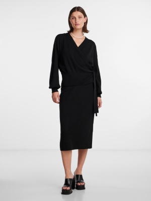 YASASSI LS WRAP KNIT CARDIGAN 190939 Black