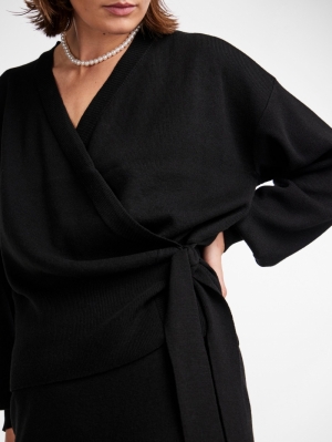 YASASSI LS WRAP KNIT CARDIGAN 190939 Black