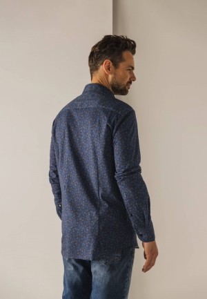 Stijlvolle bladerprint 5957 donkerblau