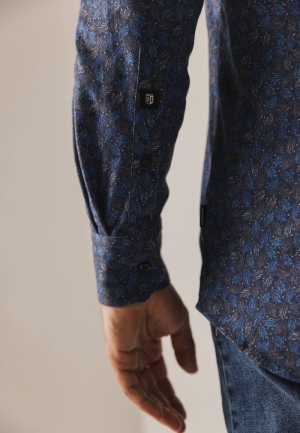 Stijlvolle bladerprint 5957 donkerblau