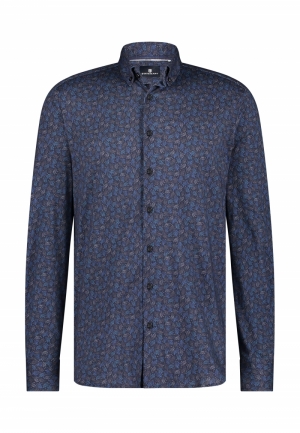 Stijlvolle bladerprint 5957 donkerblau