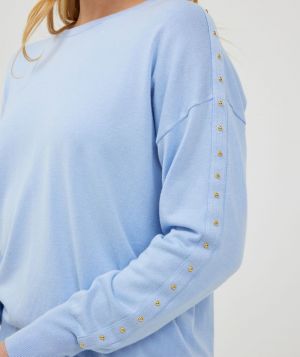 Sweater oversized basic knit skye blue