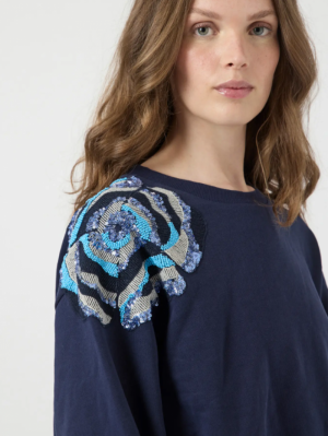 YASBLUGA LS EMBELLISHED SWEAT 190953001 Navy