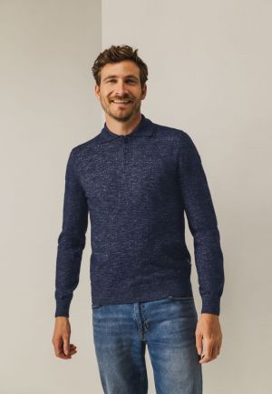 Polokraag met knoopsluiting 5957 donkerblau