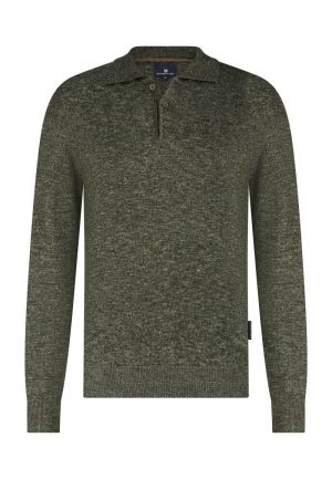 Polokraag met knoopsluiting 3798 mosgroen d