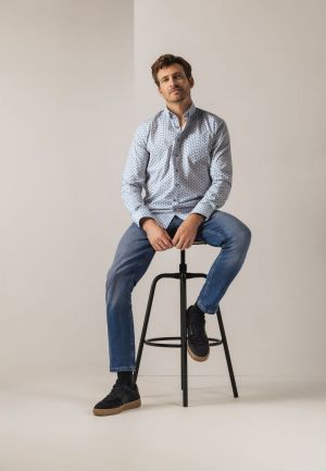 Subtiele print 5611 grijsblauw
