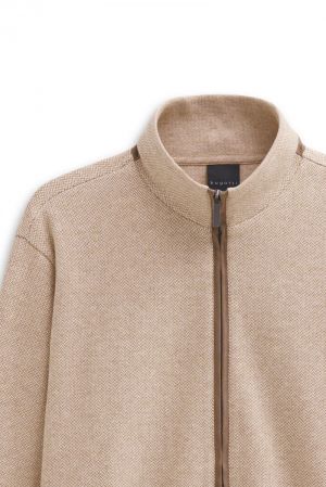 Cardigan met contrastritsen 040 beige