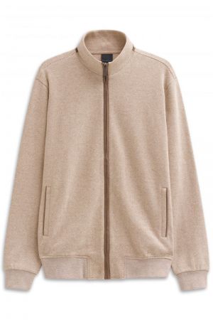 Cardigan met contrastritsen 040 beige