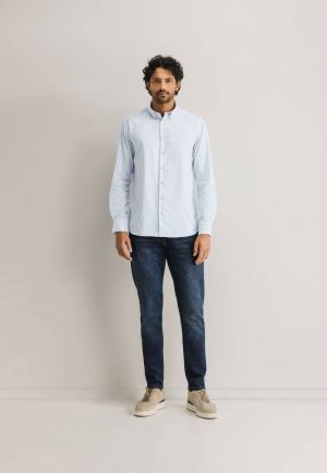 Streepjeshemd BD 1152 wit mintbl