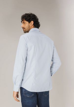 Streepjeshemd BD 1152 wit mintbl