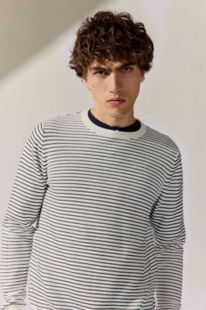 Fine stripe crewneck 147 cotton