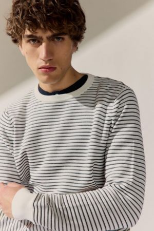 Fine stripe crewneck 147 cotton