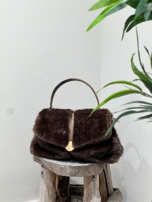 Handtas faux fur bruin