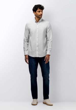 Streepjeshemd double face BD 5311 middenblau