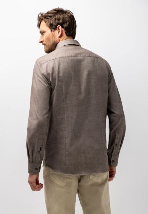 Plain Twill Brushed ButtonDown 8911 donkerbrui