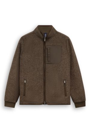 Sweat cardigan gekookte wol 8900 donkerbrui