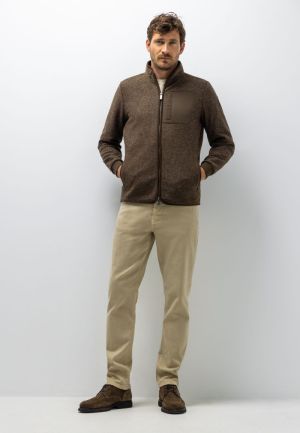 Sweat cardigan gekookte wol 8900 donkerbrui