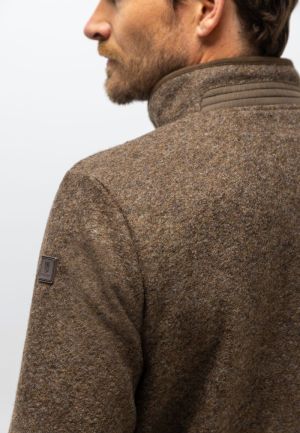 Sweat cardigan gekookte wol 8900 donkerbrui
