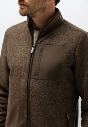 Sweat cardigan gekookte wol 8900 donkerbrui