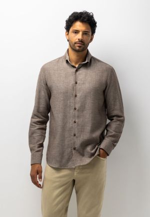 Tweezijdig Button down 8991 donkerbrui