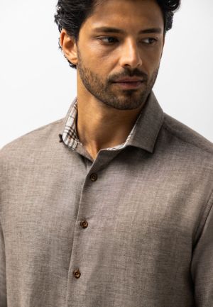 Tweezijdig Button down 8991 donkerbrui
